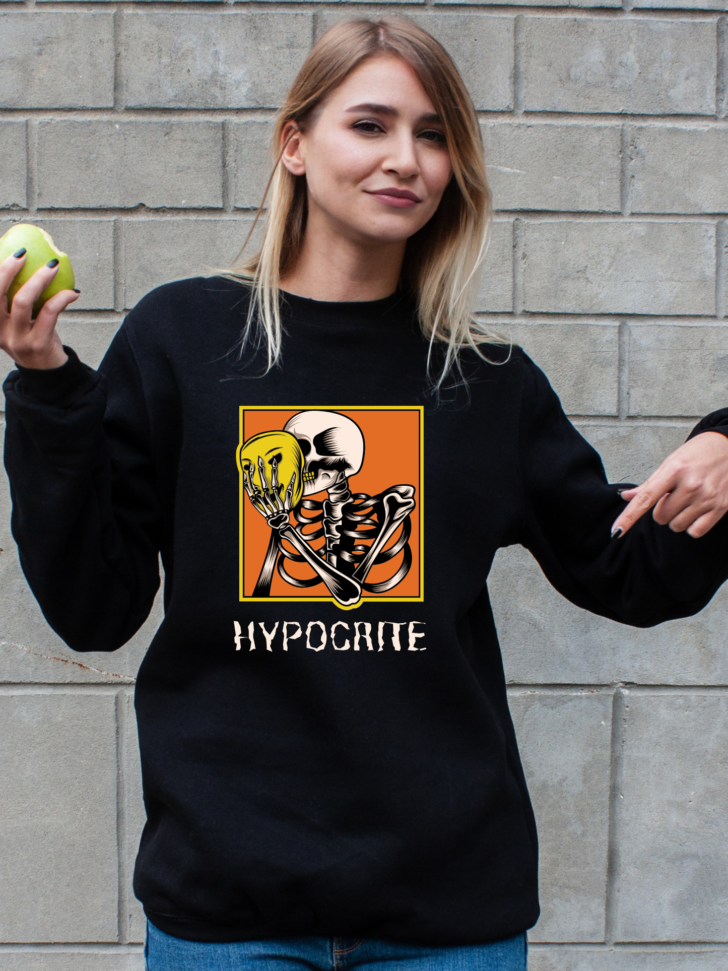Skeleton Humor Crewneck Sweatshirt, Halloween Gift, Unisex Fashion, Casual Wear, Cozy Layering