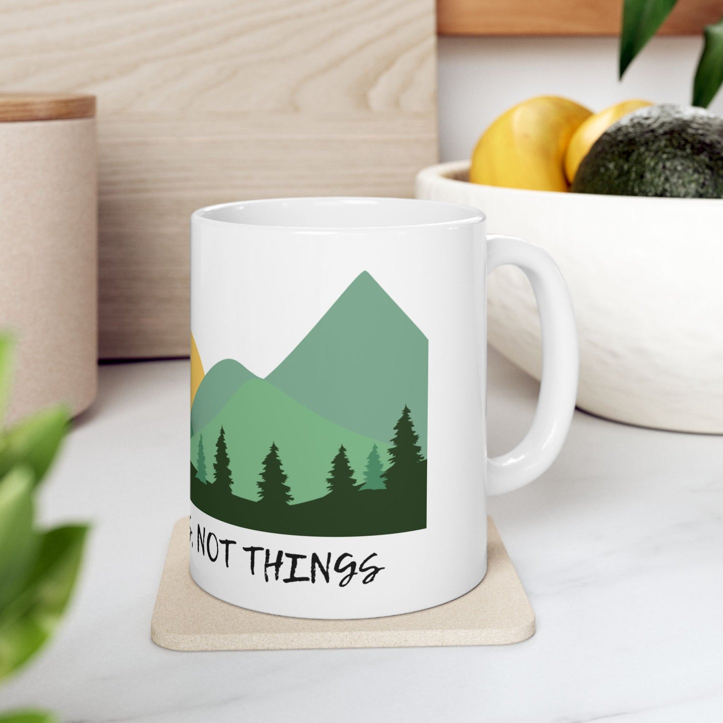 Nature-Inspired Ceramic Mug - Adventure Motif, Travel Gift, Coffee Lover's Accessory, Eco Friendly Mug, Outdoor Enthusiast Drinkware