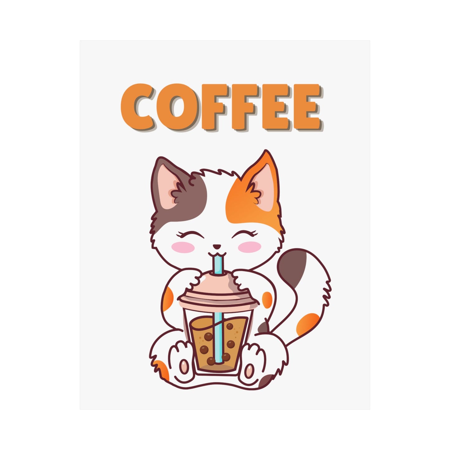 Cute Cat Coffee Satin Poster, Cat Lover Decor, Coffee Wall Art, Gift for Cat Owners, Home Kitchen Decor